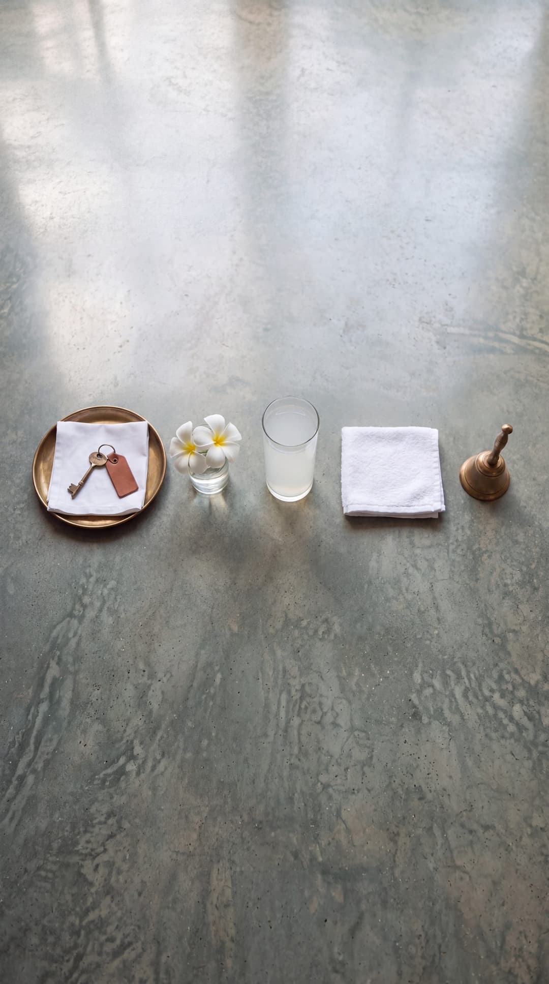 A working table in a Sri Lankan villa, laid out for the morning